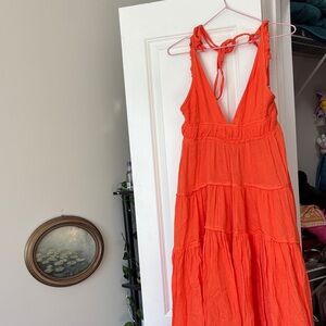 Vibrant Orange Sleeveless Dress by Celandine